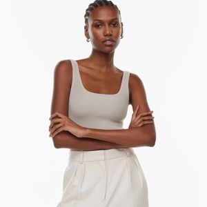 Aritzia Babaton Sculpt Knit Squareneck Tank in dark navy blue, women’s small.